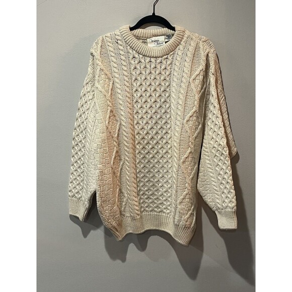 Western Island Sweater Men’s Large Fisherman Cable Knit Merino Wool Ireland - Picture 1 of 7